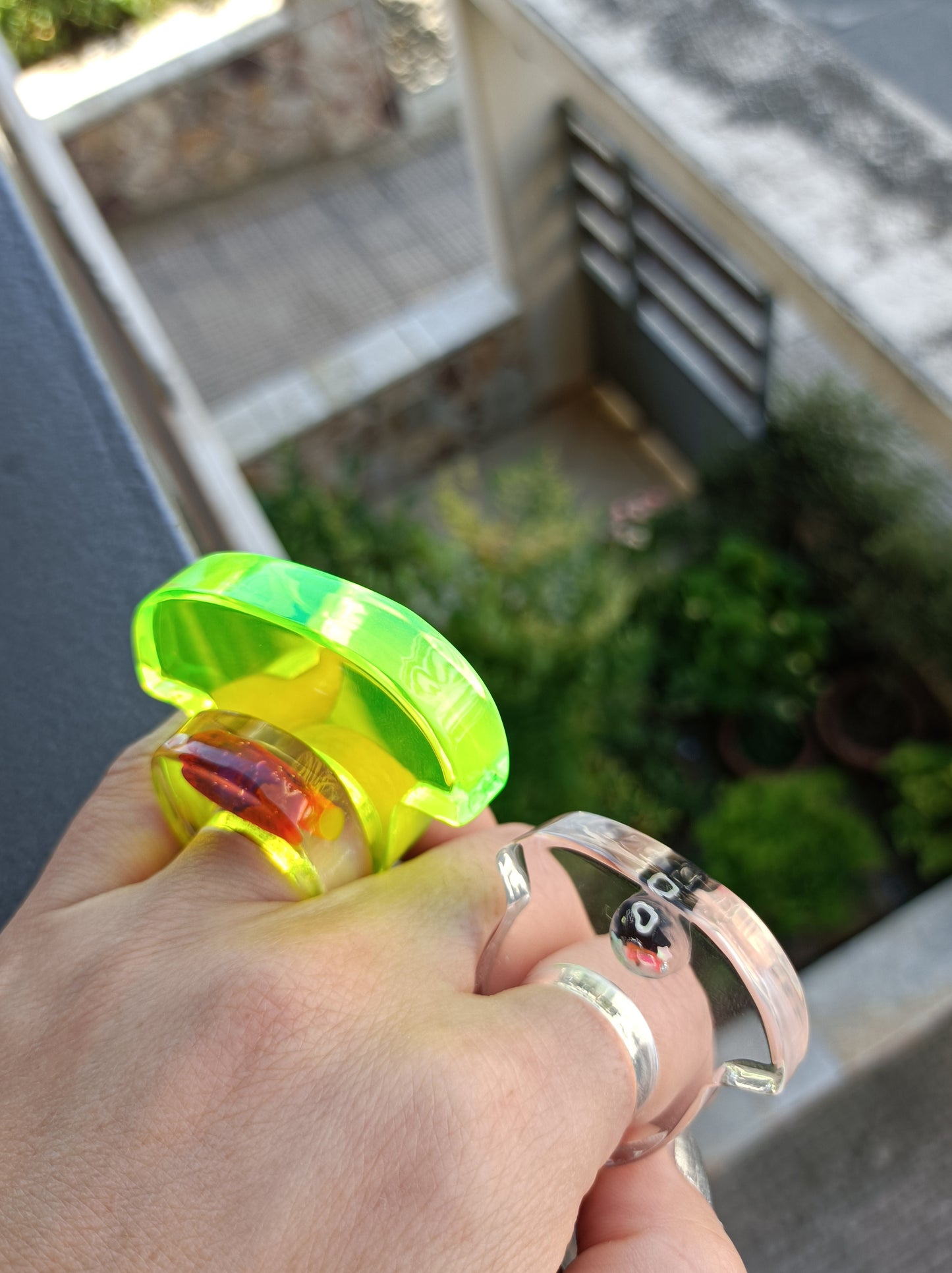 Handmade Sculptural Plexiglass Statement Ring