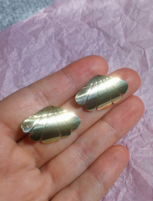 Gold Clam Earrings