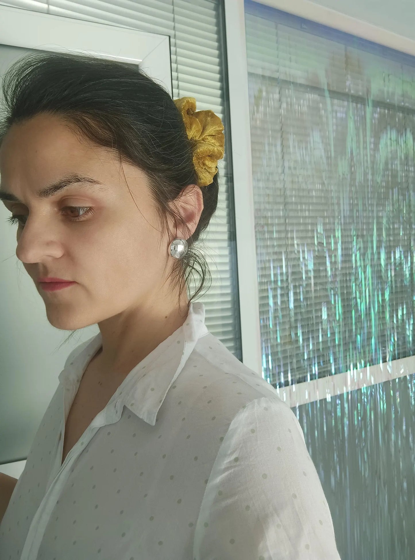 Retro Silver Domed Earrings