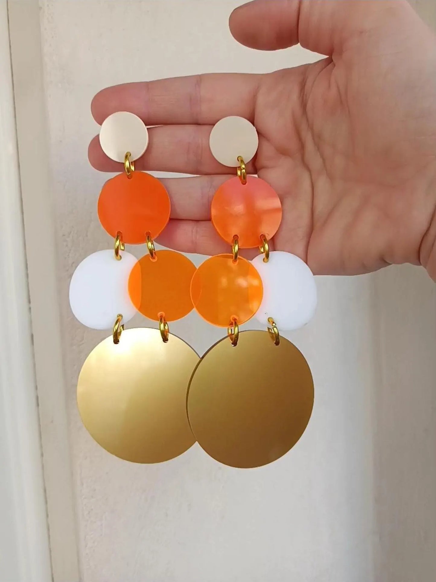 Neon Fuchsia Orange Acryl Ohrringe