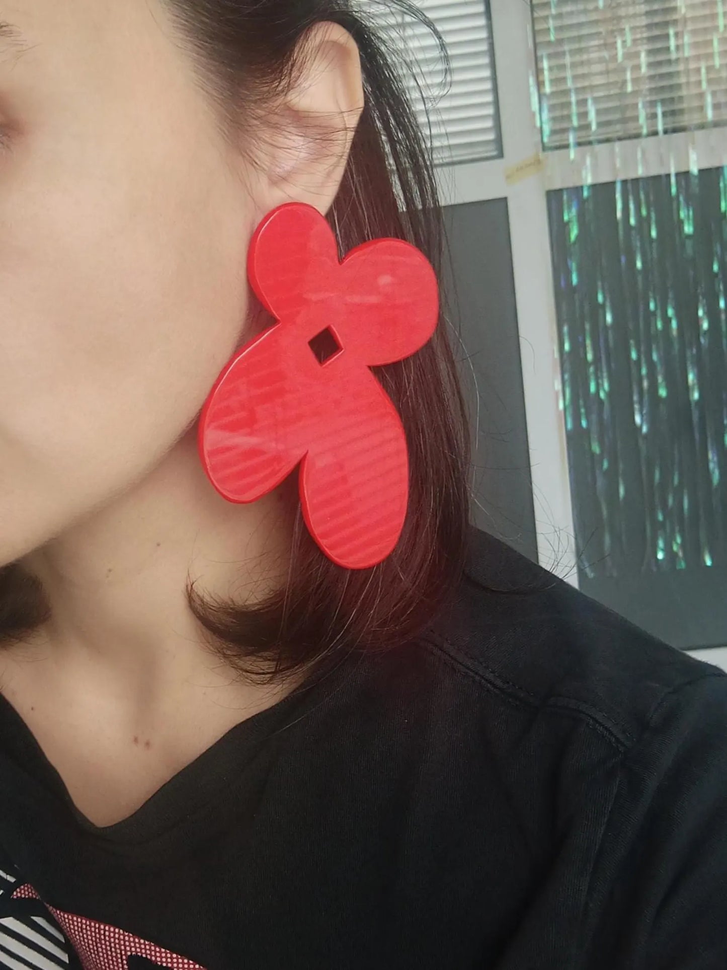 Boucles d'oreilles Acrylique Orange Fuschia Néon