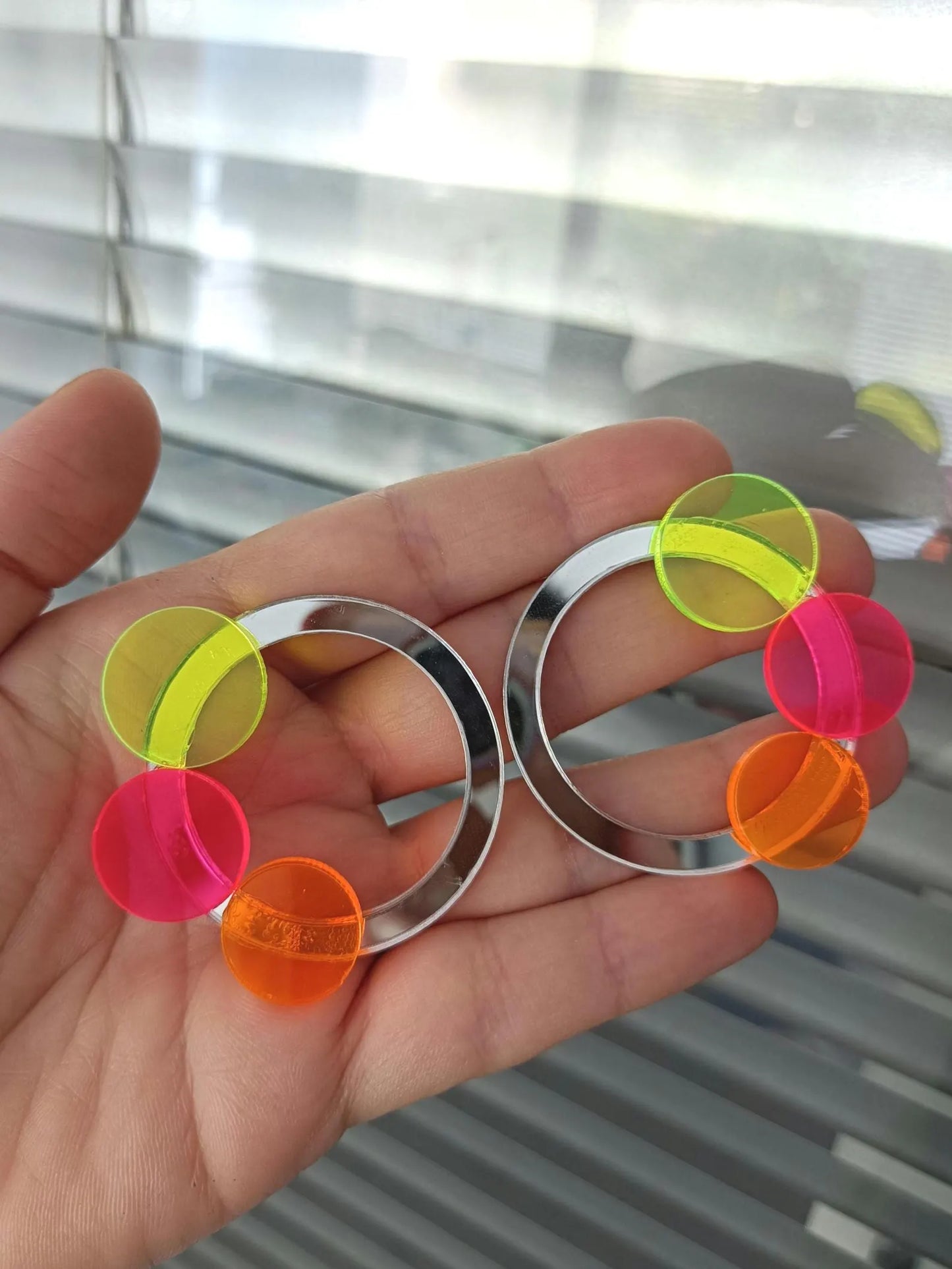 Boucles d'oreilles Acrylique Orange Fuschia Néon