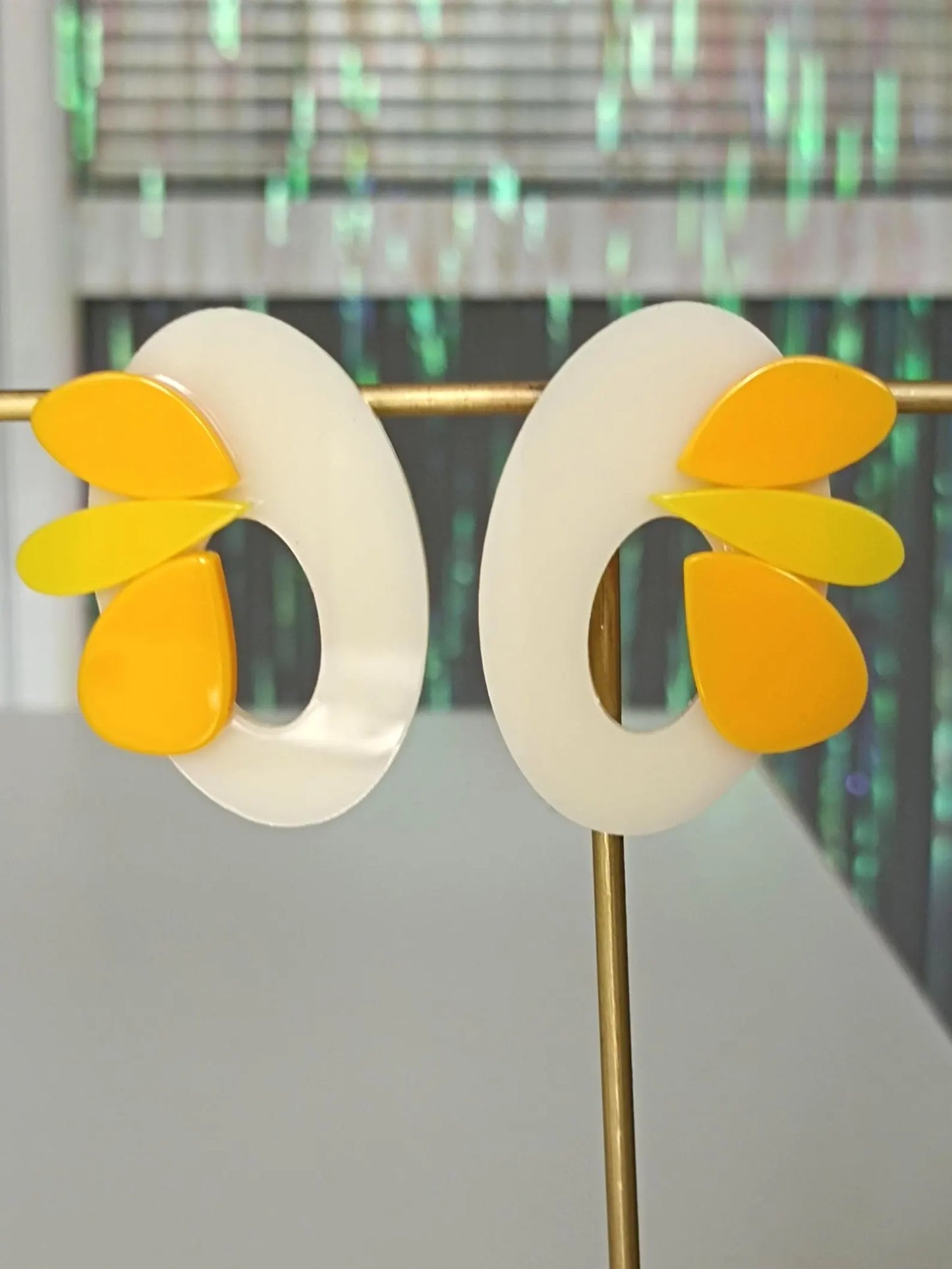 Yellow Flower Acrylic Earrings