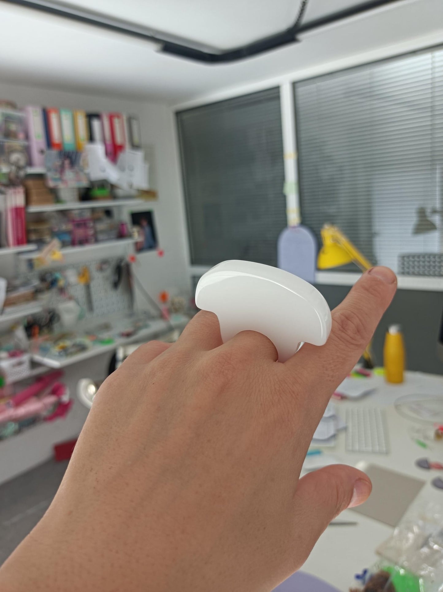 Huge White Acrylic Statement Ring