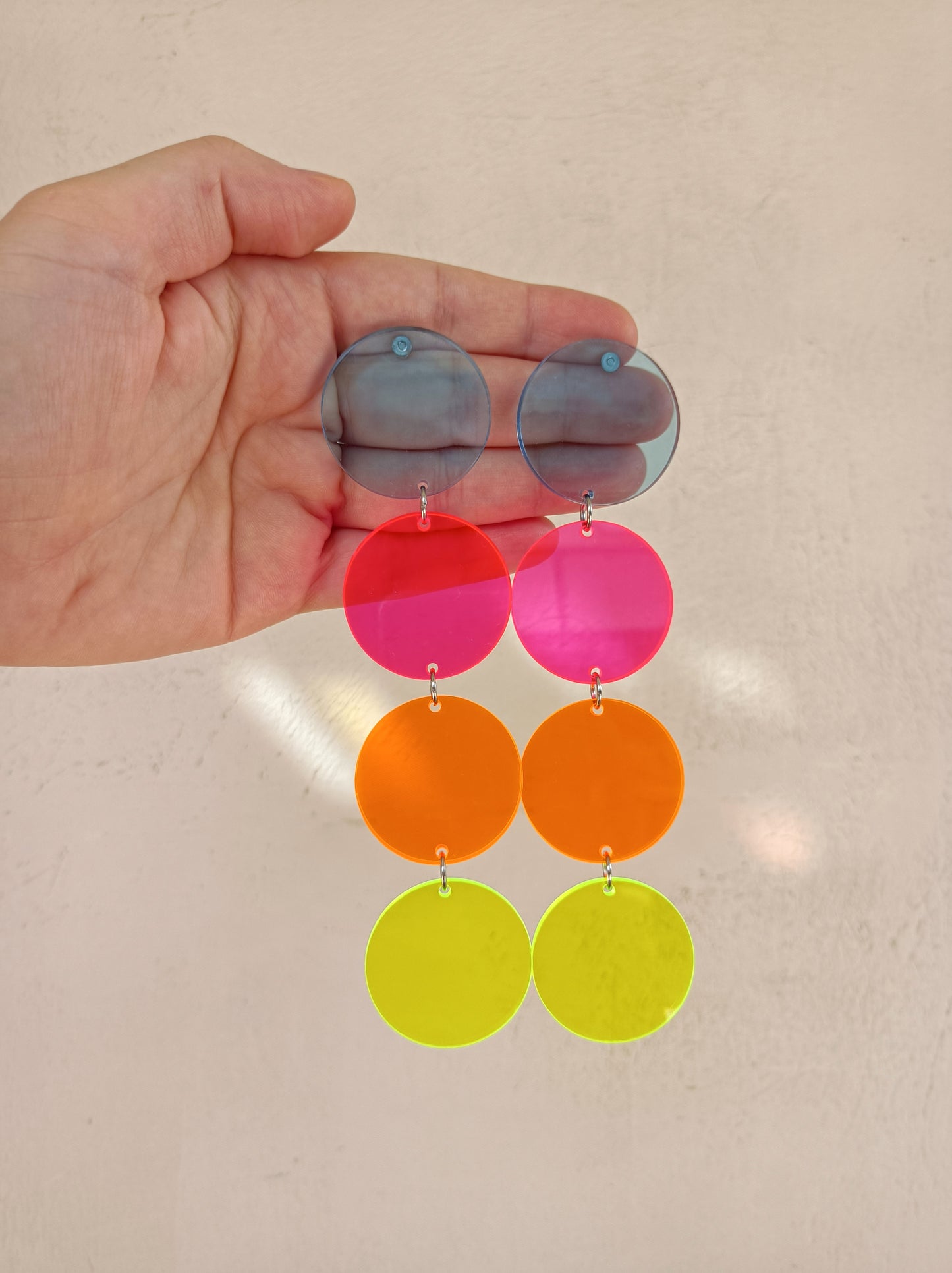 Long Neon Acrylic Disc Earrings