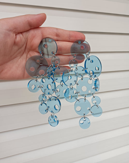Boucles d'oreilles à bulles en acrylique bleu