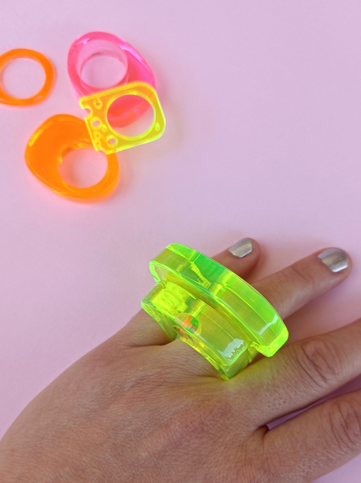 Handmade Memphis Style Acrylic Statement Ring