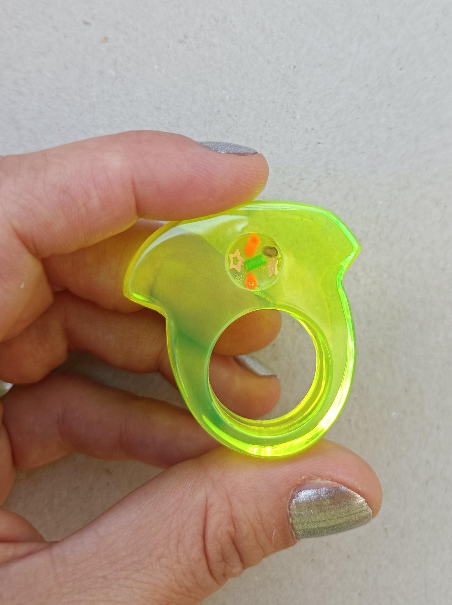 Handmade Memphis Style Acrylic Statement Ring