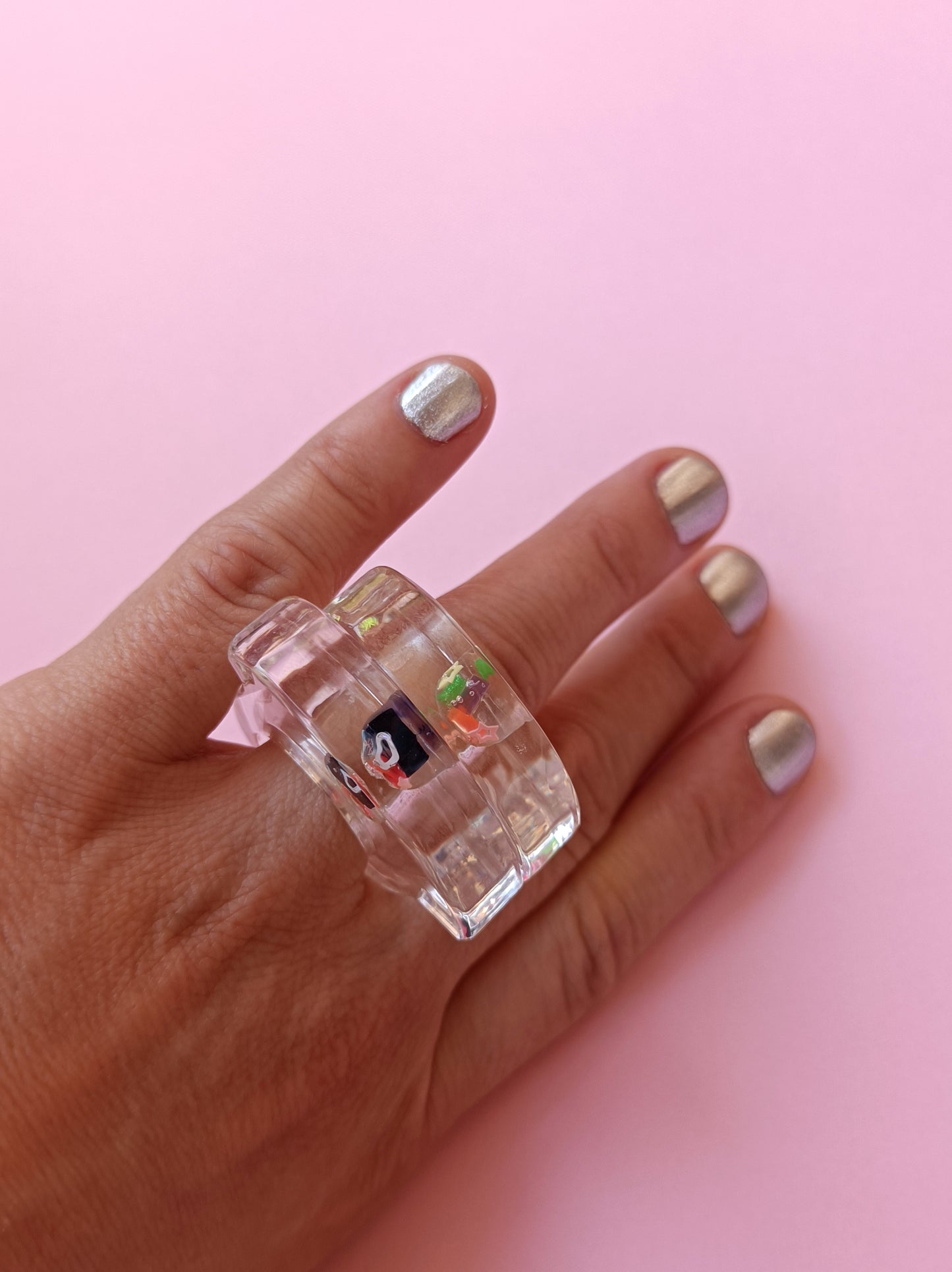 Memphis Style Acrylic Fashion Ring