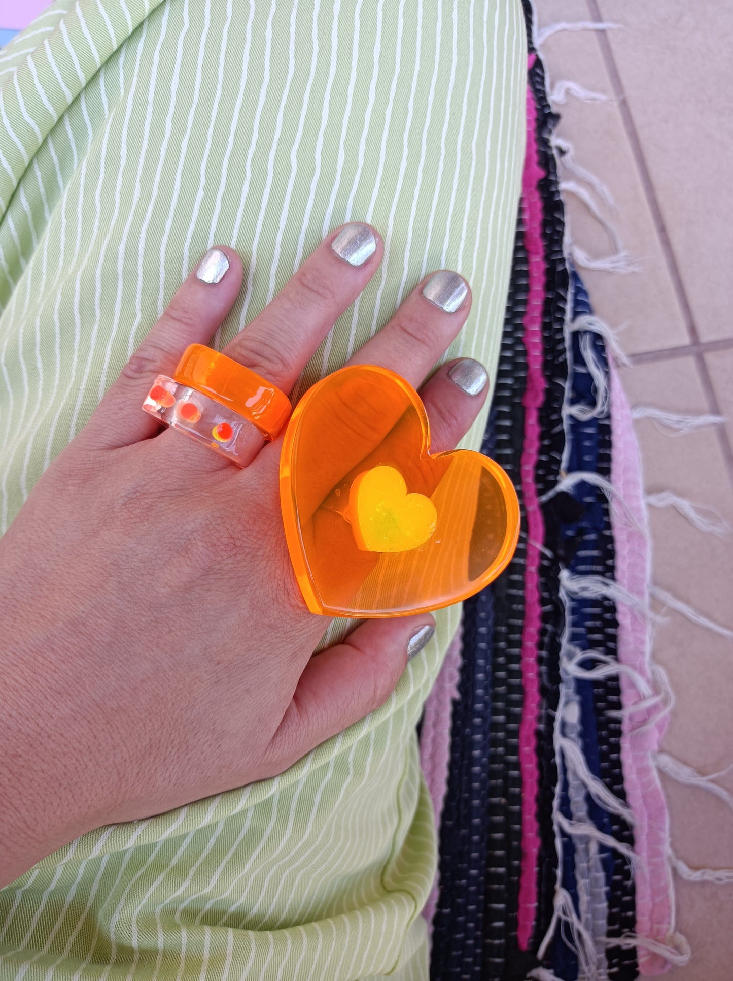 Neon Orange Heart Ring