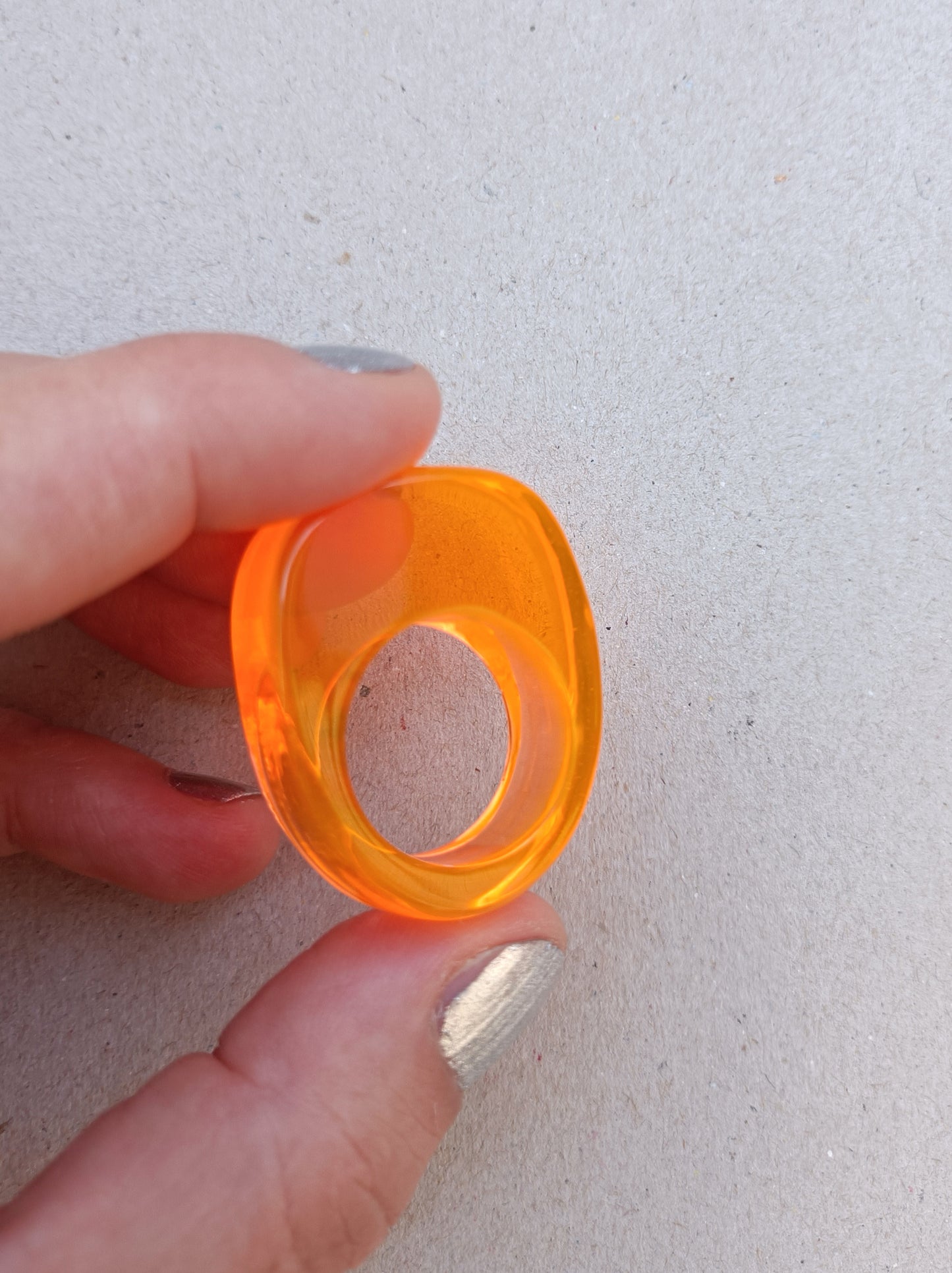 Neon Orange Acrylic Statement Ring