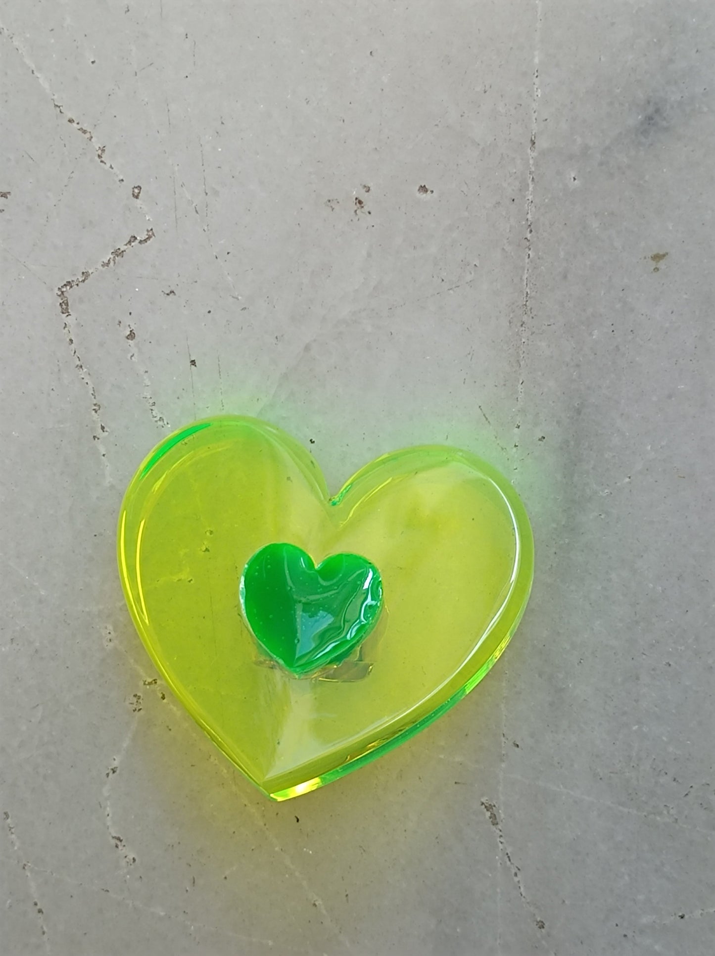 Huge Neon Green Heart Ring
