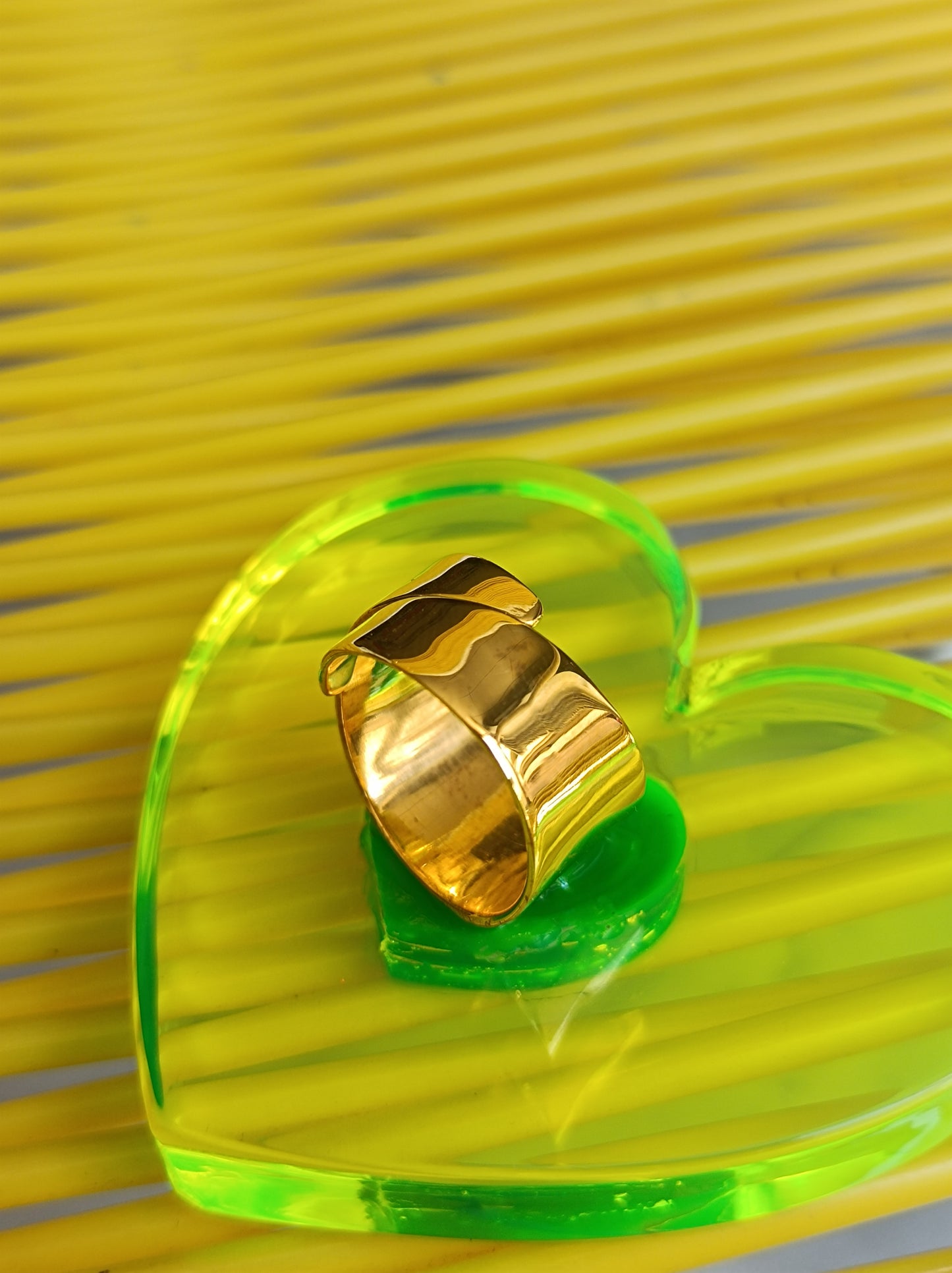 Huge Neon Green Heart Ring