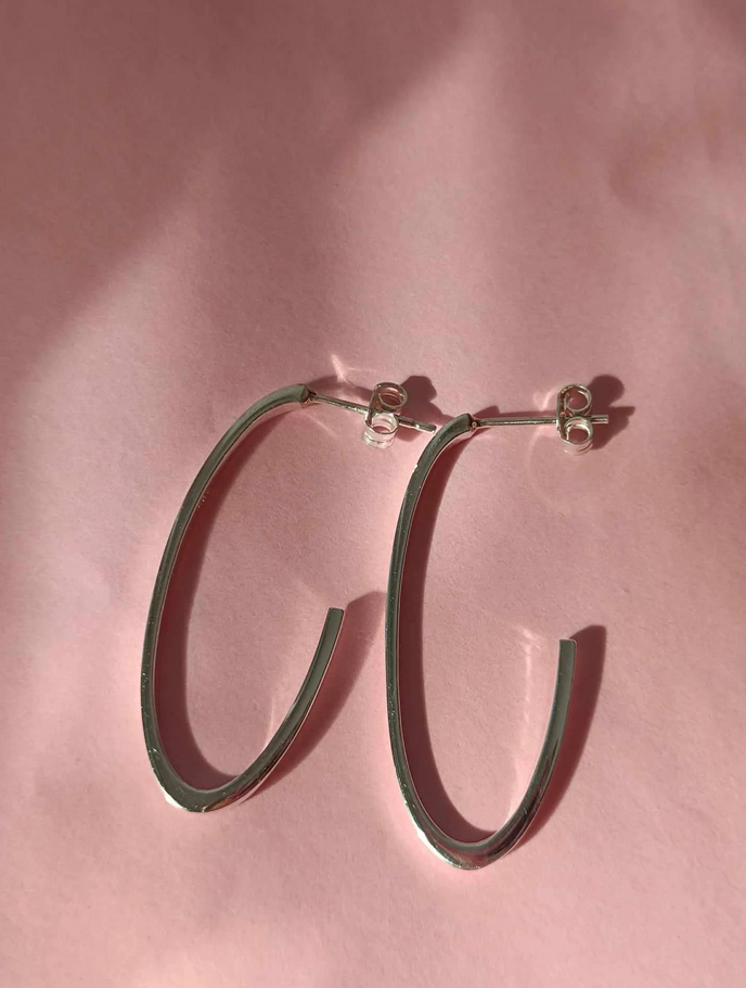 Silver Oval Hoops