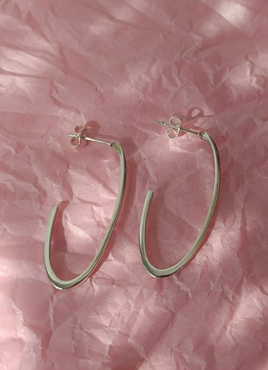 Silver Oval Hoops