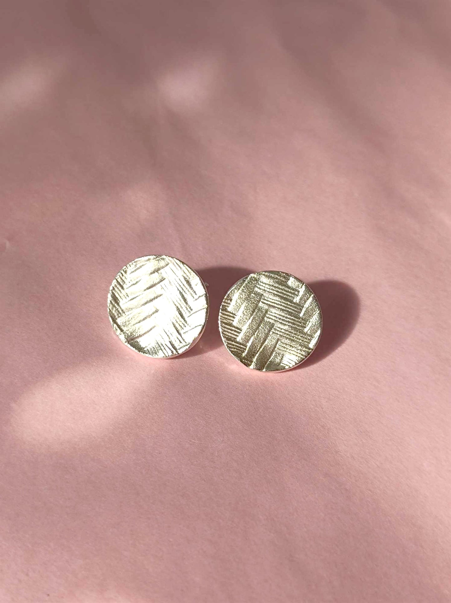 Silver Straw Stud Earrings