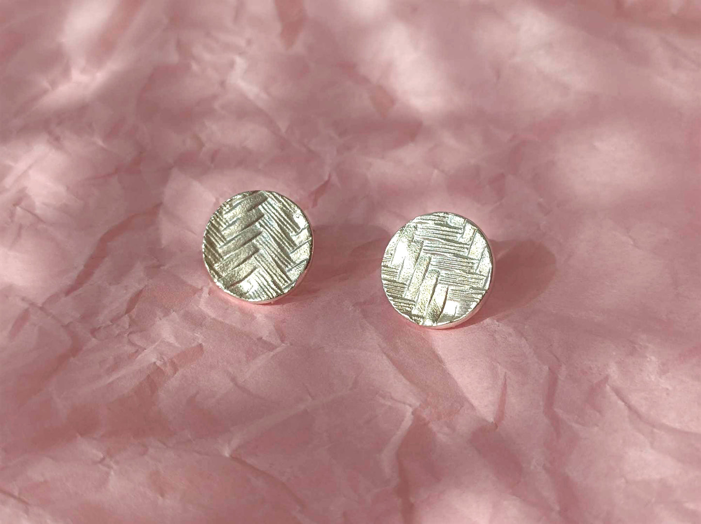 Silver Straw Stud Earrings