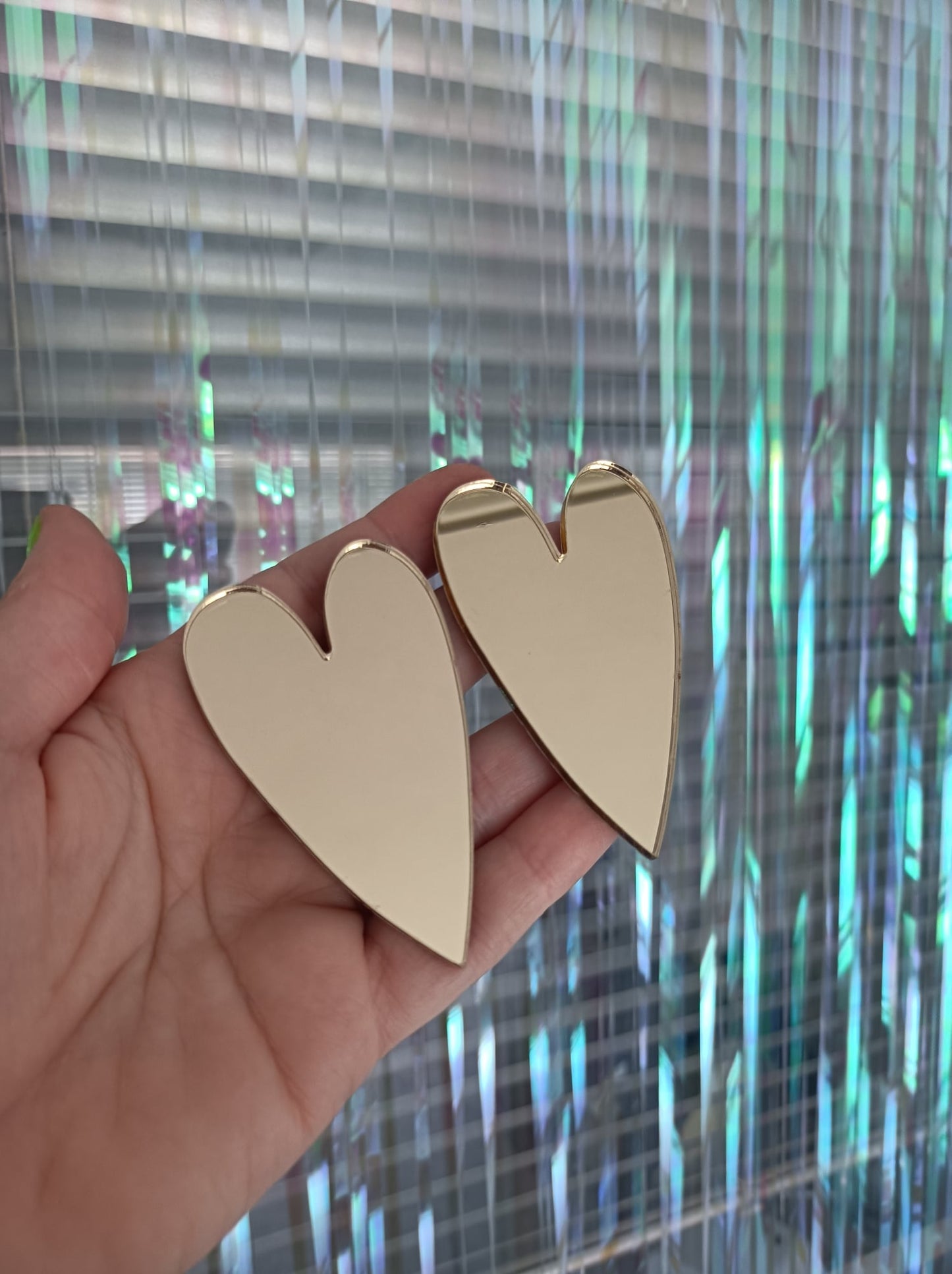 Gold Mirrored Acrylic Heart Earrings