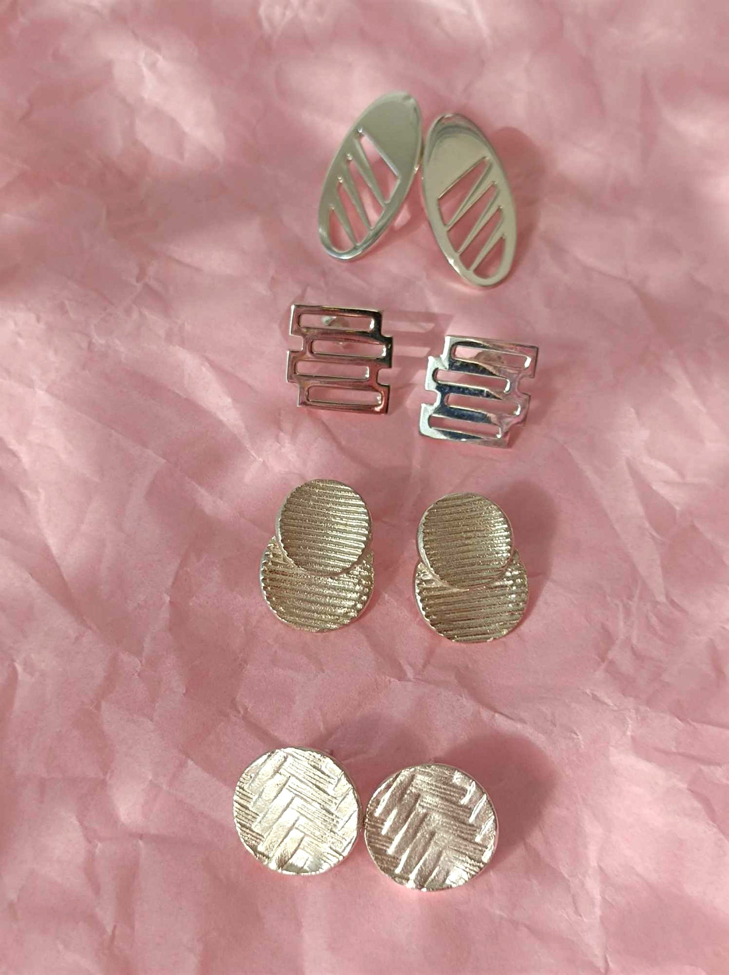 Silver Straw Stud Earrings