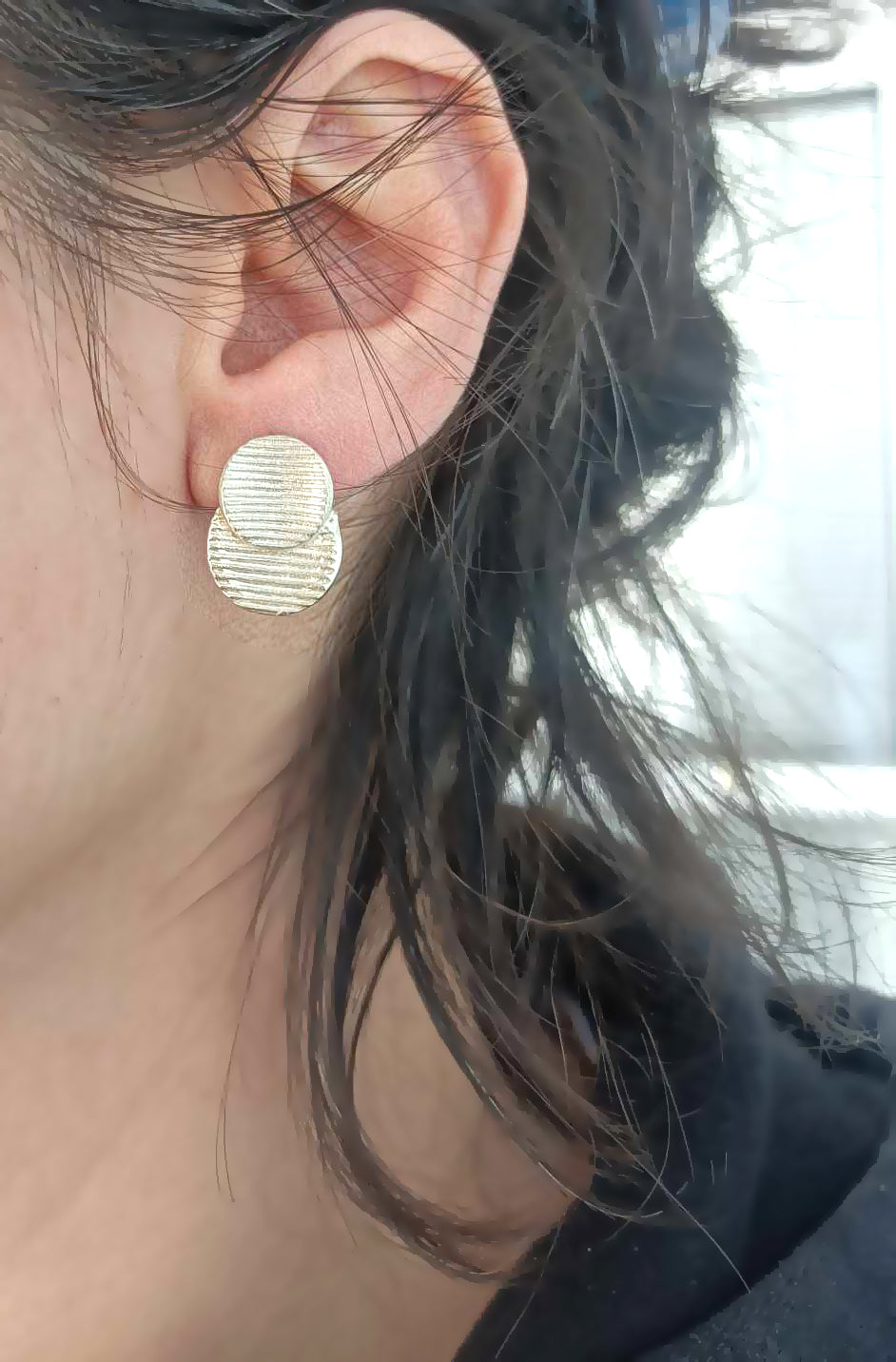 Silver Discs Stud Earrings