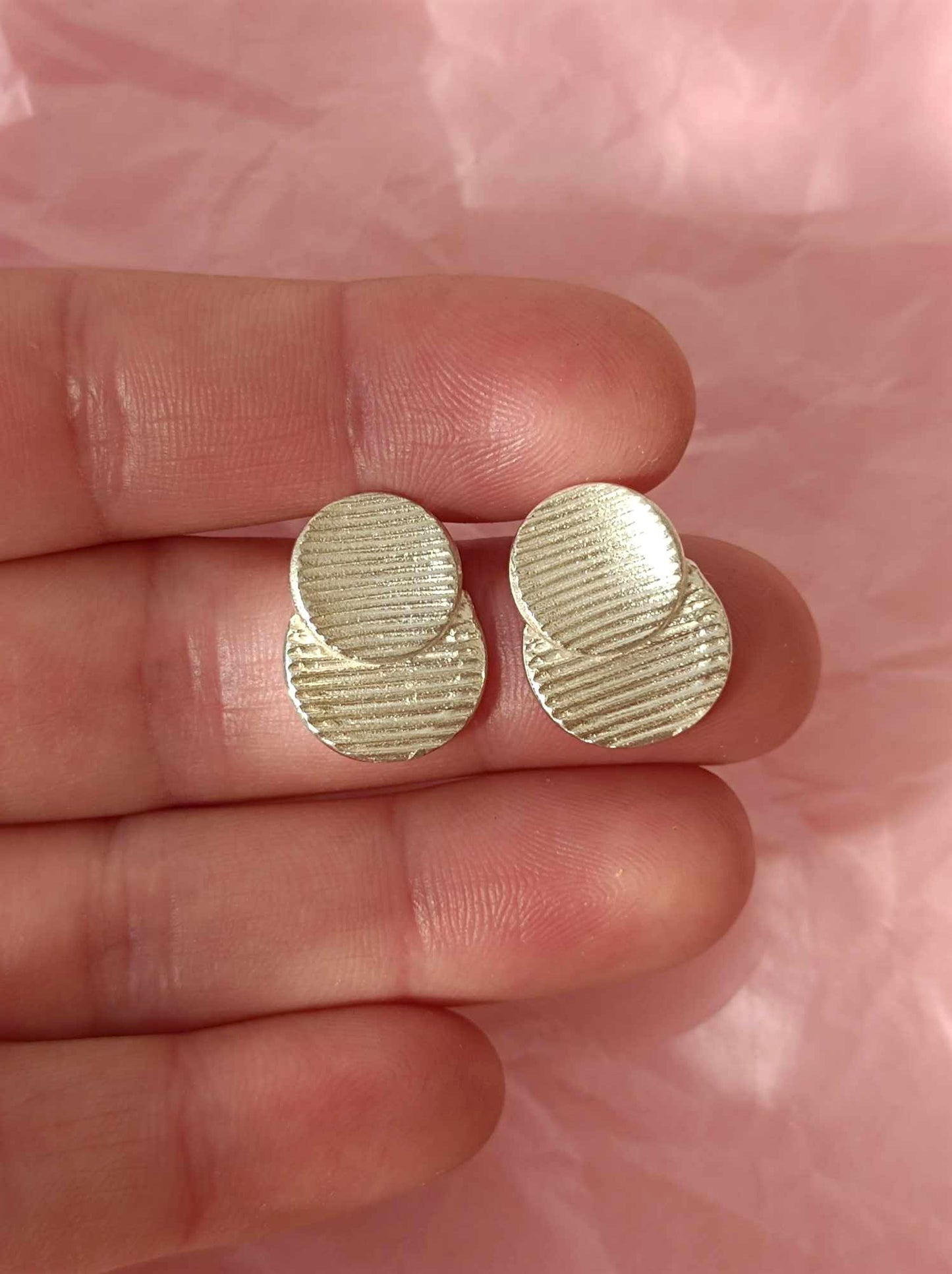 Silver Discs Stud Earrings