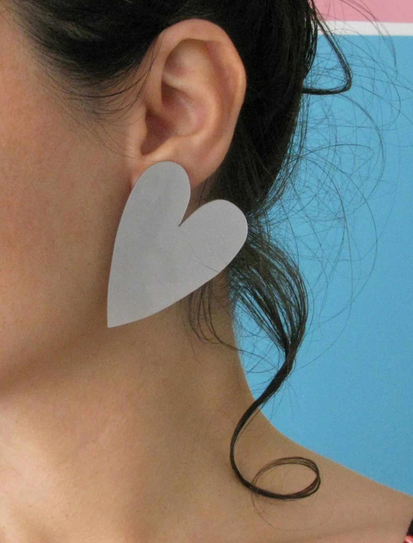 Boucles d’oreilles acryliques Heart Stud, grande boucle d’oreille post découpée au laser