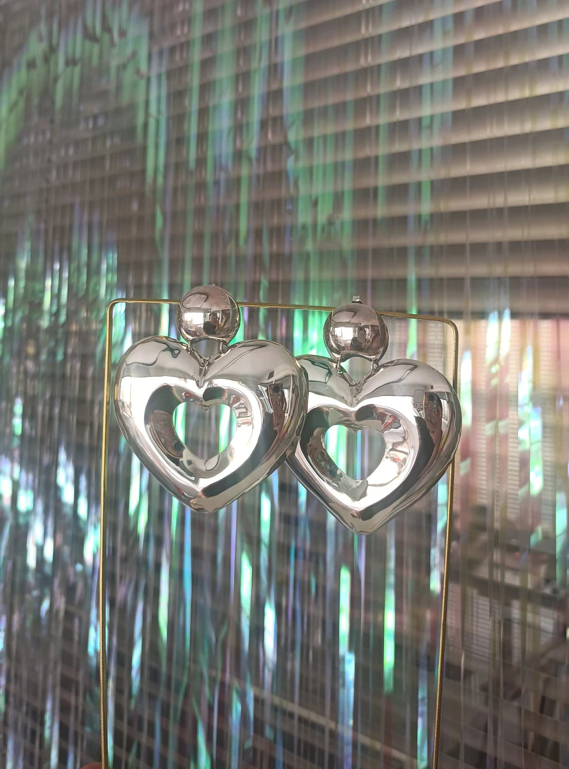 Large Silver Heart Earrings