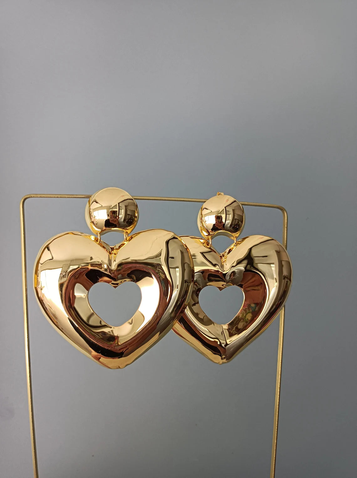 Large Silver Heart Earrings