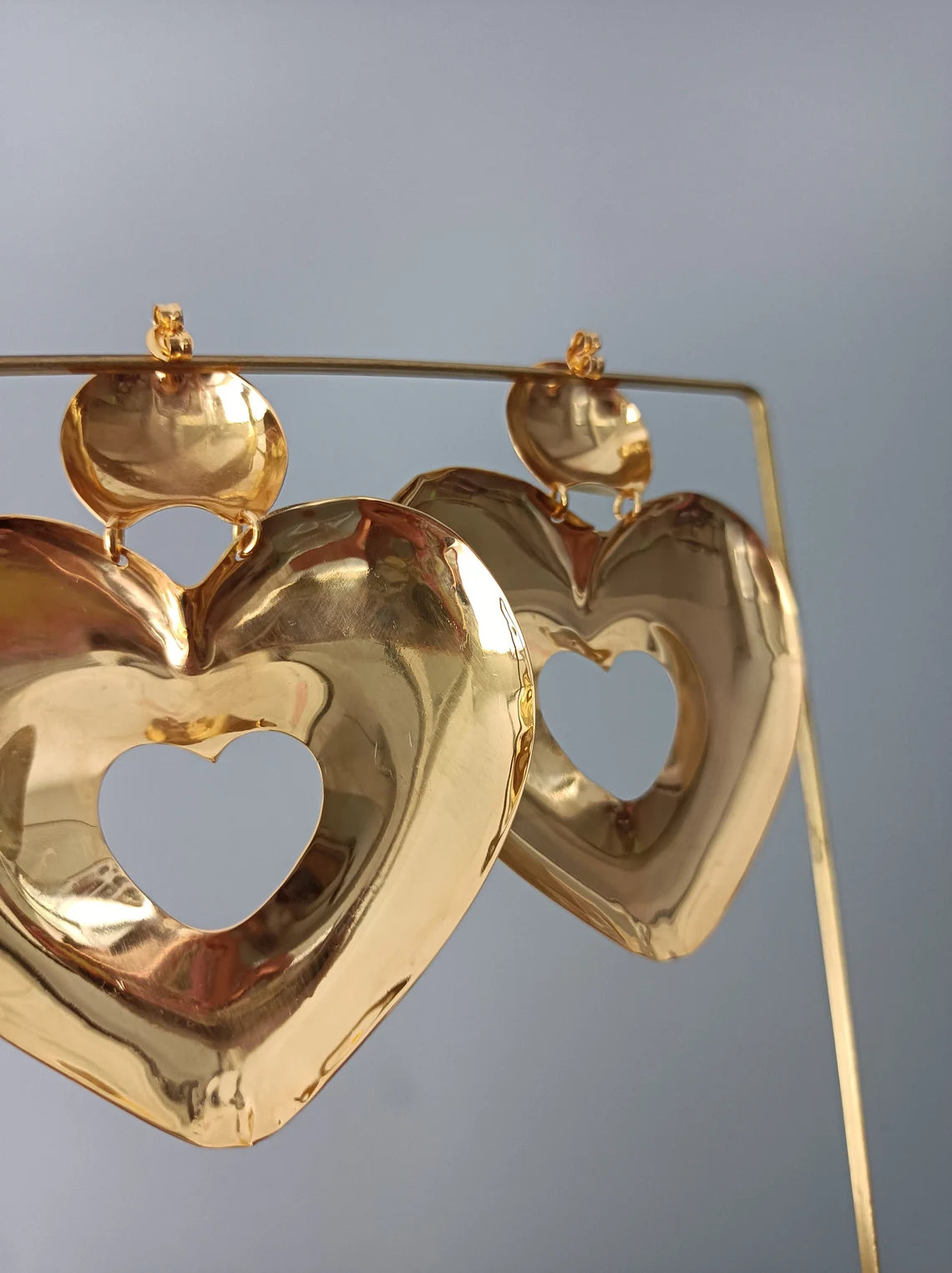 Large Silver Heart Earrings