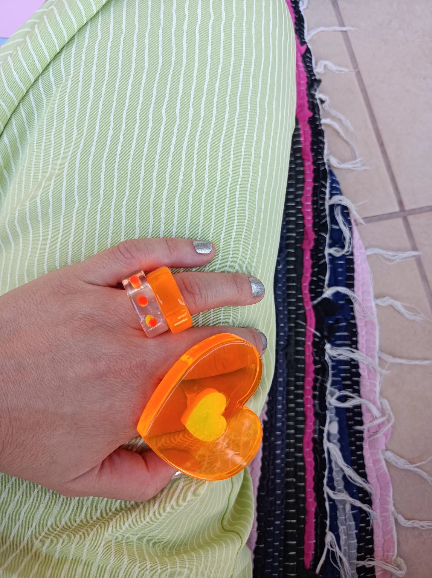 Neon Orange Heart Ring