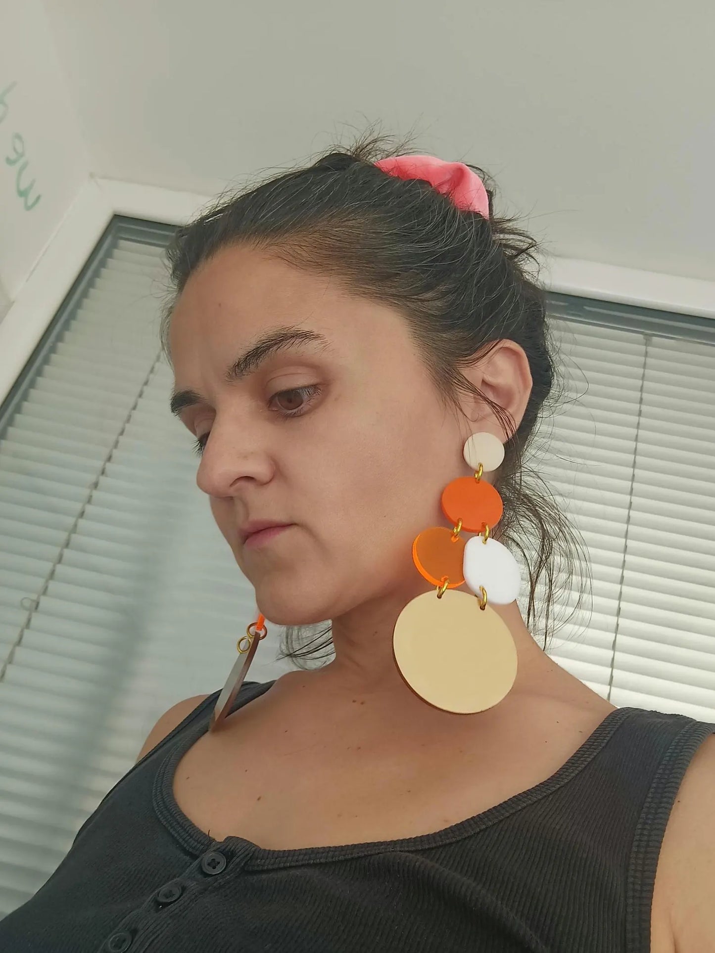 Neon Fuchsia Orange Acryl Ohrringe