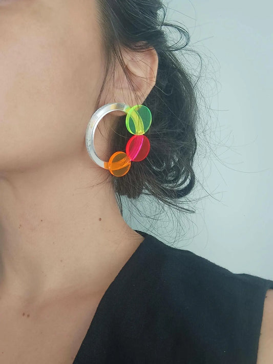 Neon Acrylic Hoop Earrings