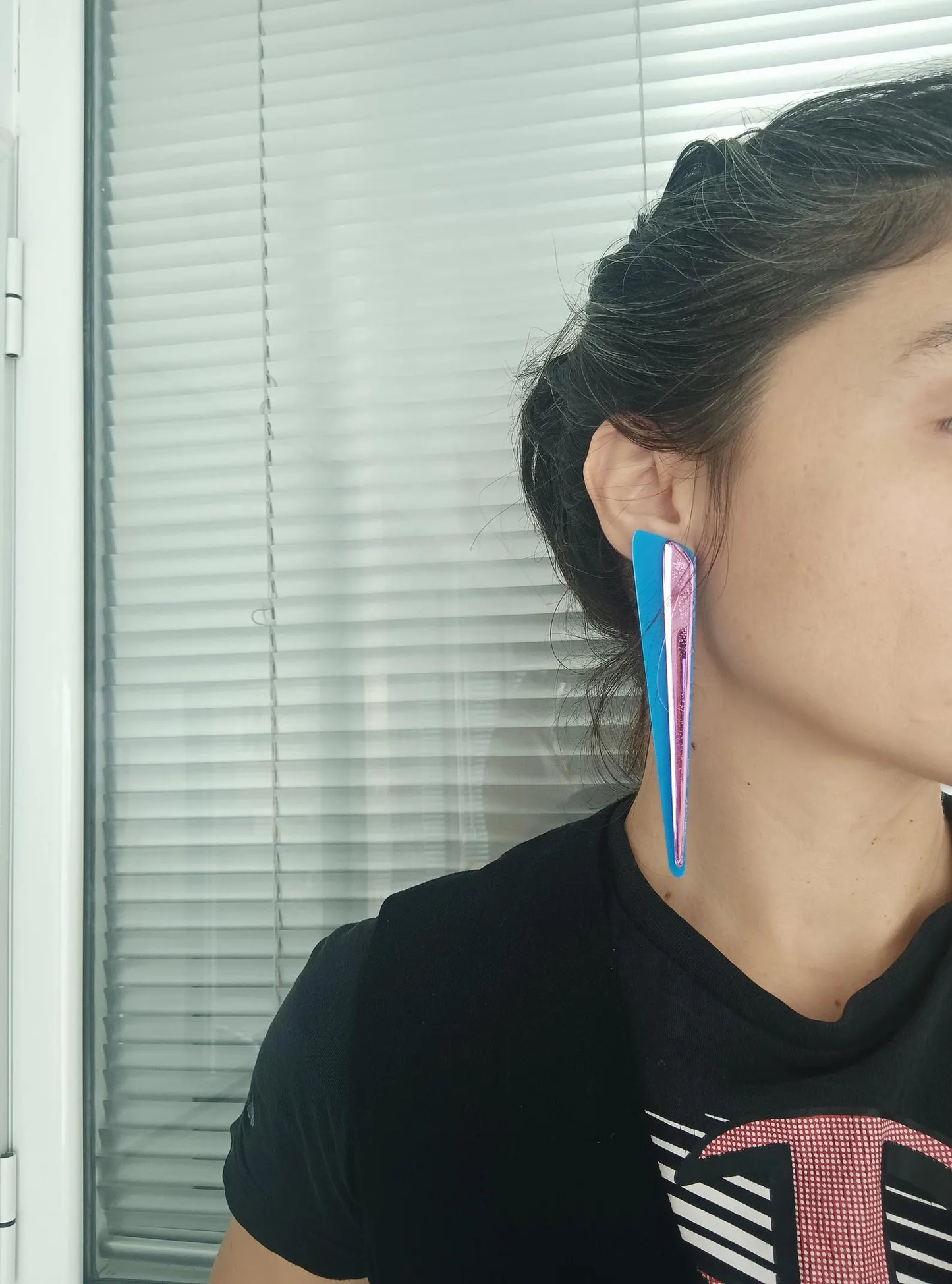 Boucles d'oreilles Acrylique Orange Fuschia Néon