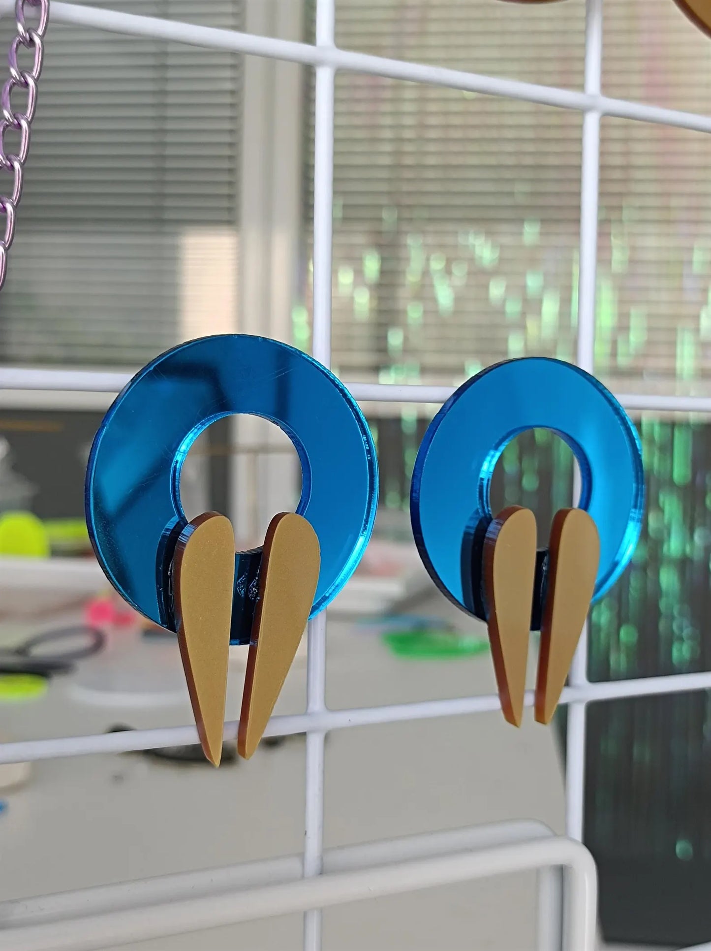 Neon Fuchsia Orange Acryl Ohrringe