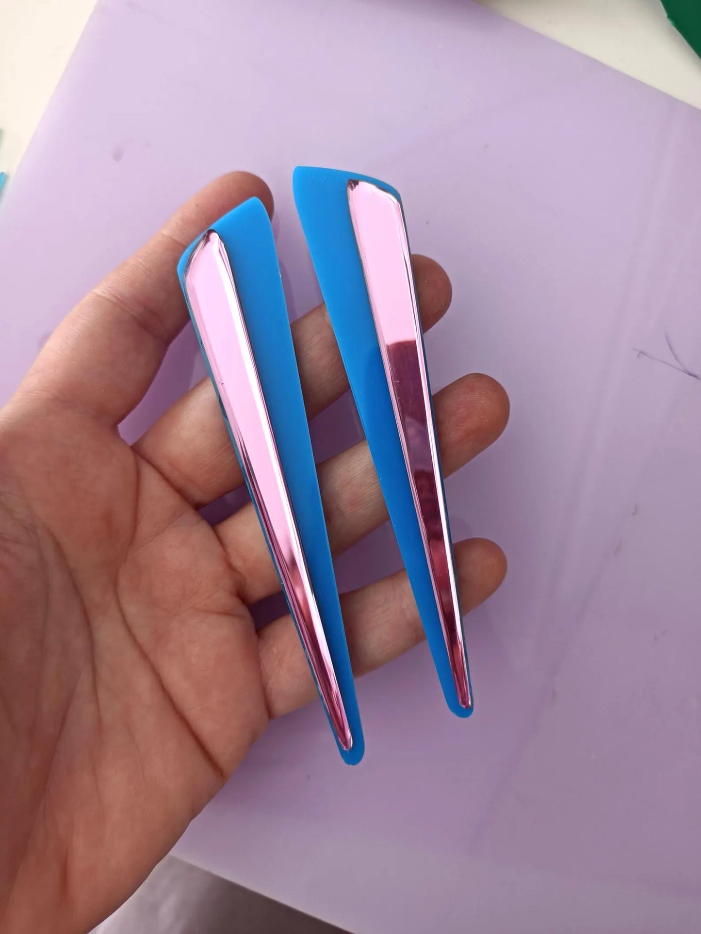 Boucles d'oreilles Acrylique Orange Fuschia Néon