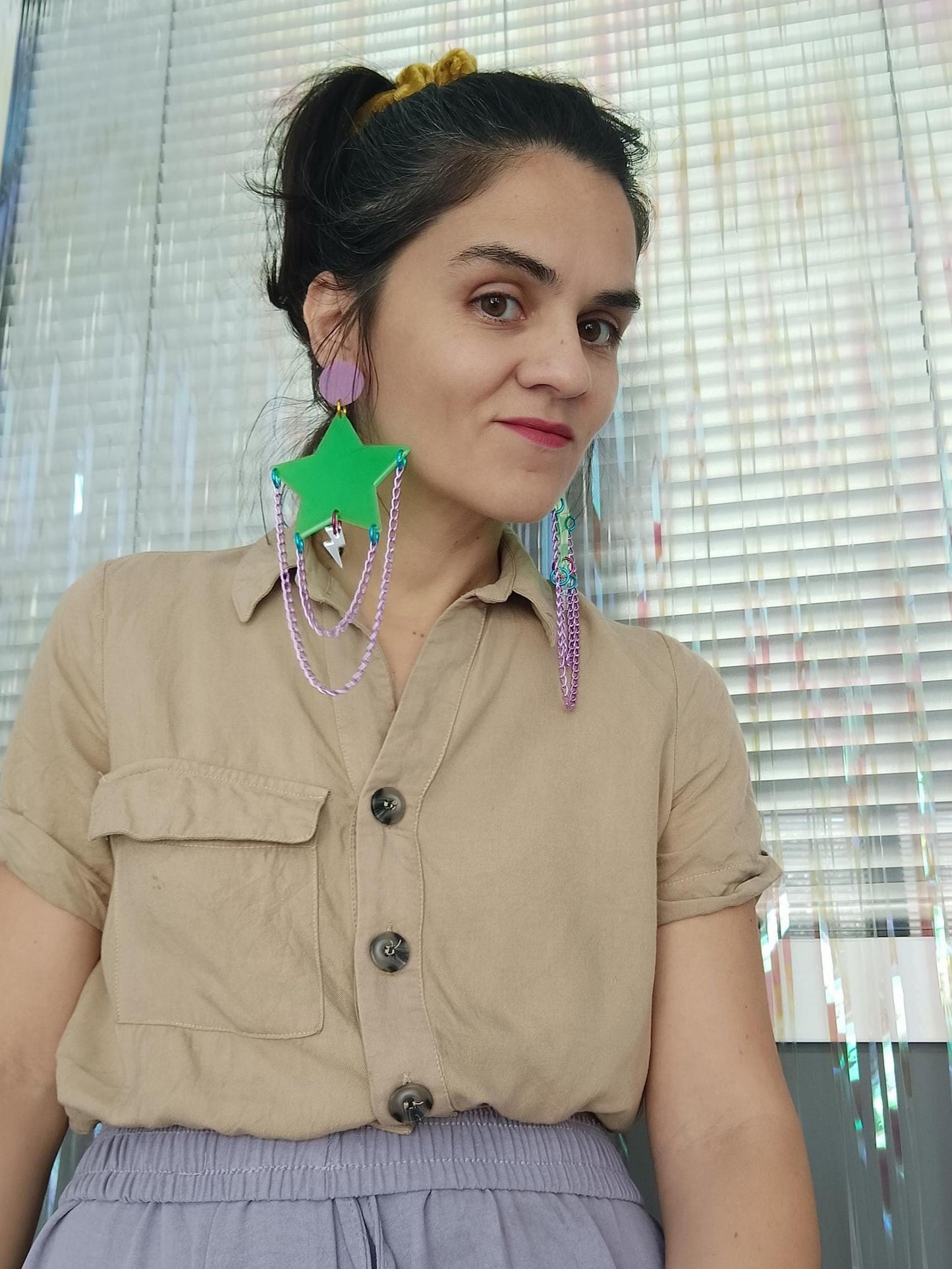 Neon Acrylic Star Chain Earrings