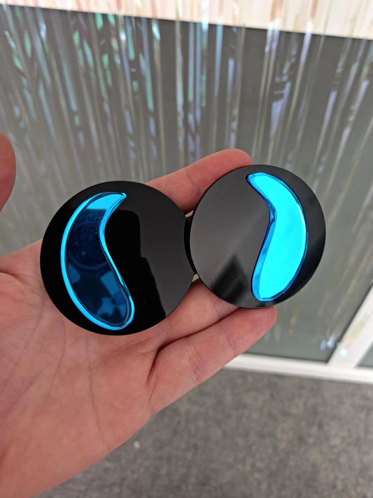 Blue & Black Acrylic Disc Earrings