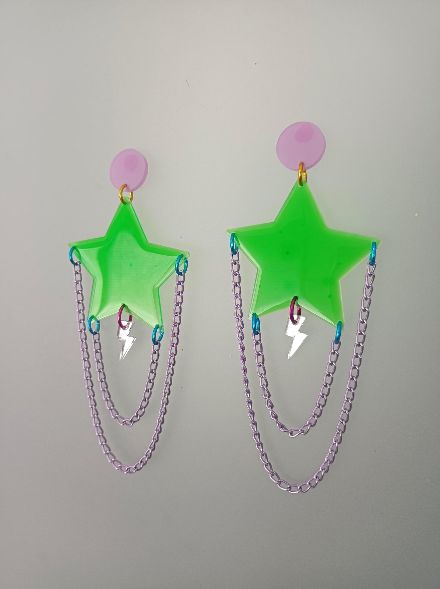 Neon Acrylic Star Chain Earrings