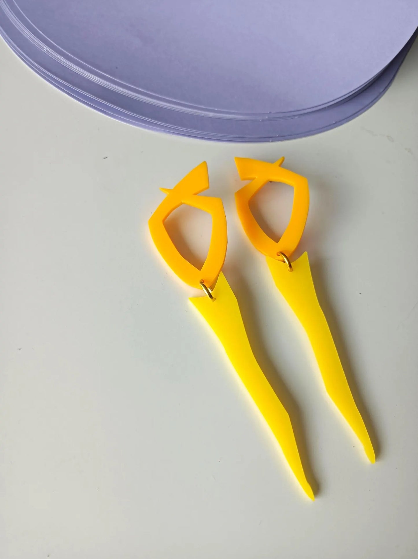 Long Yellow Acrylic Earrings