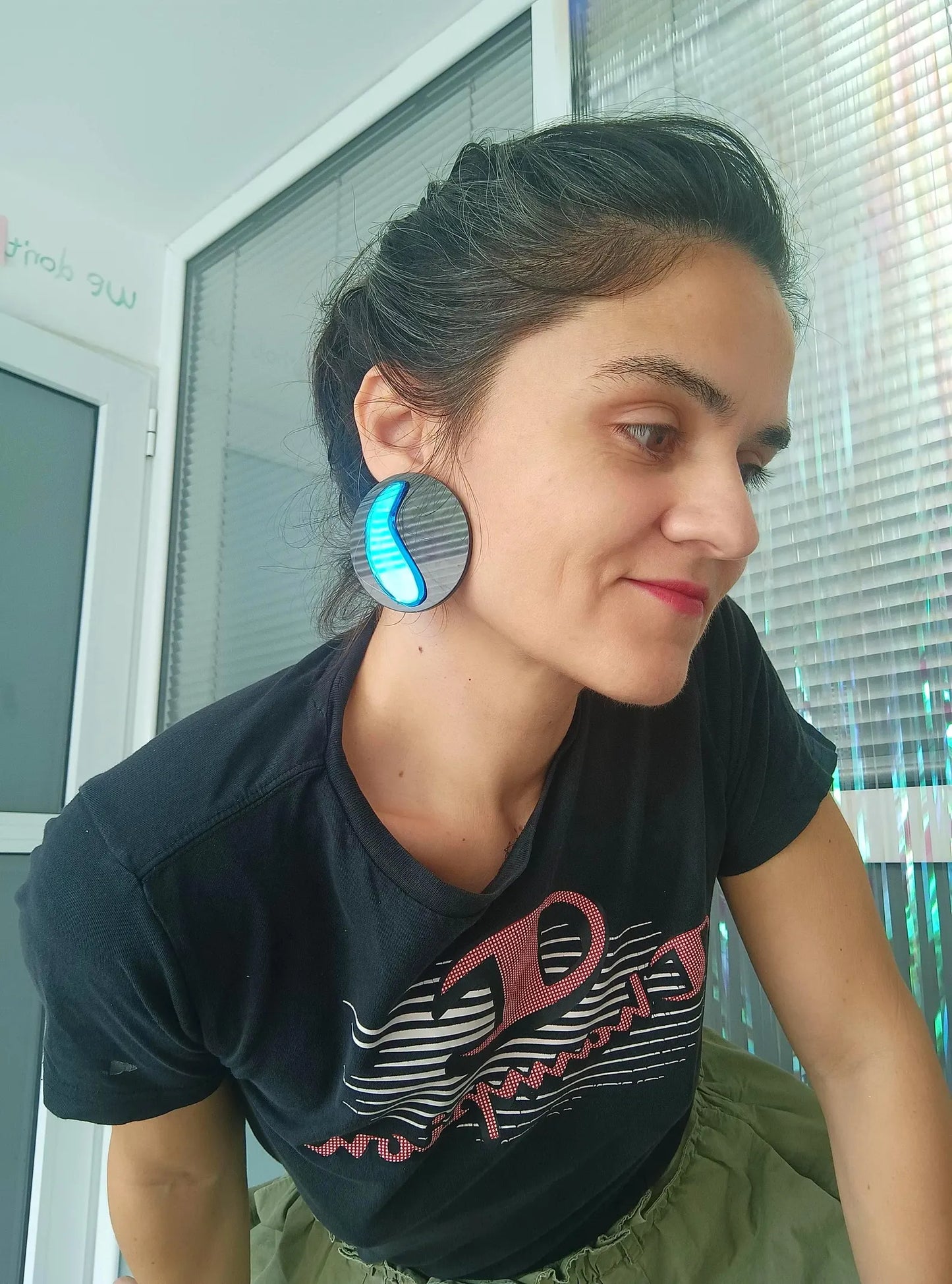 Blue & Black Acrylic Disc Earrings