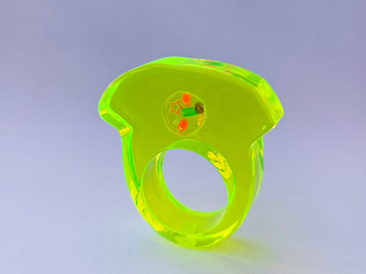 Handmade Memphis Style Acrylic Statement Ring