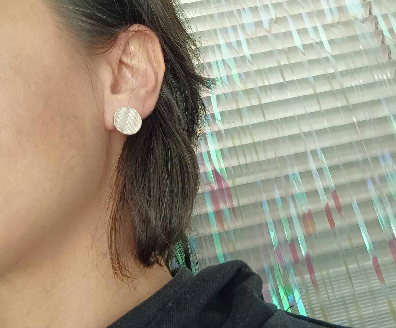 Silver Straw Stud Earrings